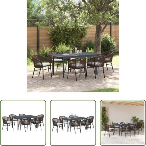 vidaXL Mesa extensible -  Conjunto de Comedor de Jardín 7 pcs Marrón ratán sintético