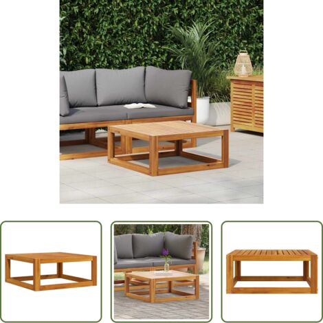vidaXL Mesa exterior -  Mesa de centro de madera maciza de acacia 68x68x29 cm