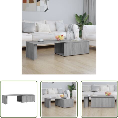 vidaXL Mesa giratoria -  Mesa de centro de madera contrachapada gris Sonoma 150x50x35 cm