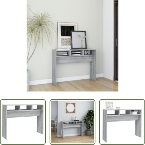 vidaXL Mesa gris Sonoma -  Mesa consola madera contrachapada gris Sonoma 105x30x80 cm
