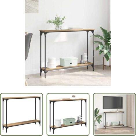 vidaXL Mesa industrial -  Mesa Consola con estante Roble artesanal 100 x 22,5 x 75 cm