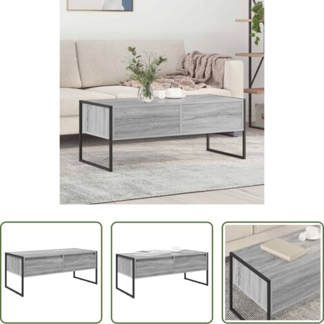 vidaXL Mesa industrial -  Mesa de Café Gris Sonoma 100 x 46 x 40 cm Madera contrachapada