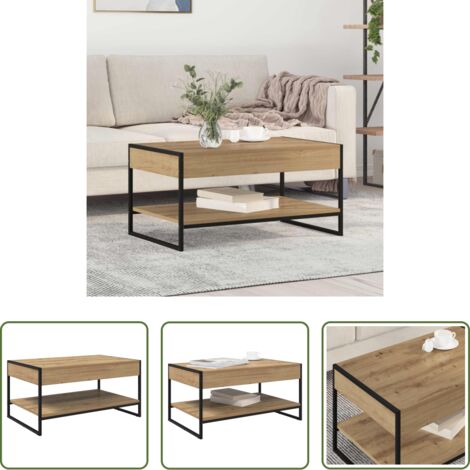 vidaXL Mesa industrial -  Mesa de Café Roble Artesanal 80 x 50 x 40 cm