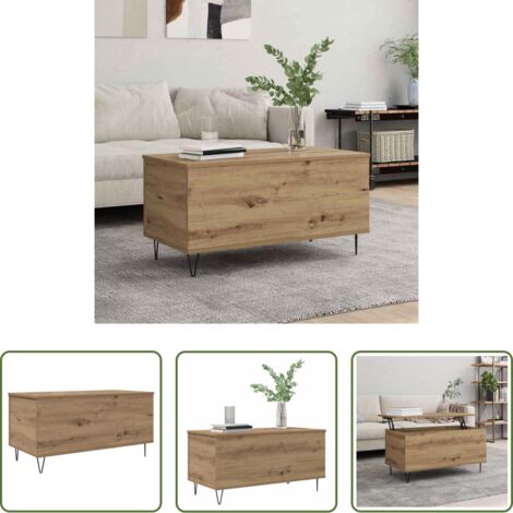 vidaXL Mesa industrial -  Mesa de Café Roble artisan 90 x 44.5 x 45 cm