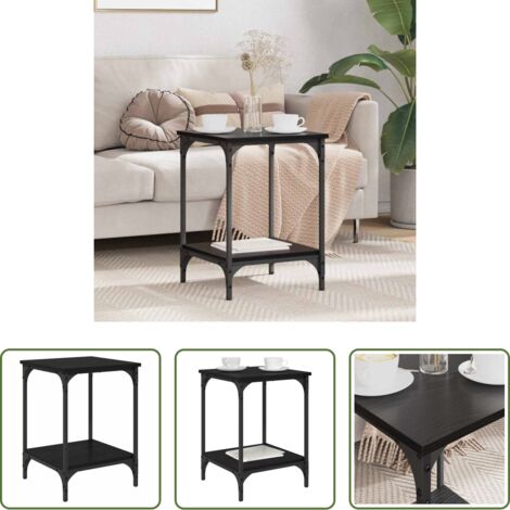 vidaXL Mesa industrial -  Mesa de Café Roble Negro 40 x 40 x 55 cm Madera contrachapada