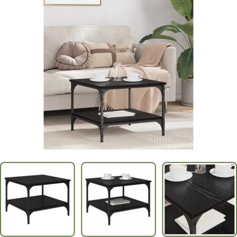 vidaXL Mesa industrial -  Mesa de Café Roble Negro 55 x 55 x 40 cm Madera contrachapada