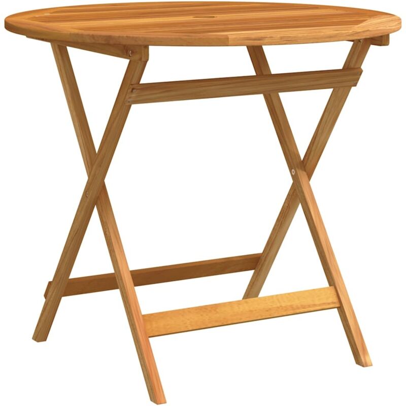 

vidaXL Mesa jardín plegable madera maciza de eucalipto Ø90x75 cm - Marrón