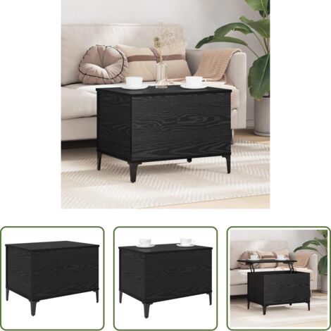vidaXL Mesa moderna -  Mesa de Café Roble Negro 60 x 44,5 x 45 cm Madera de ingeniería