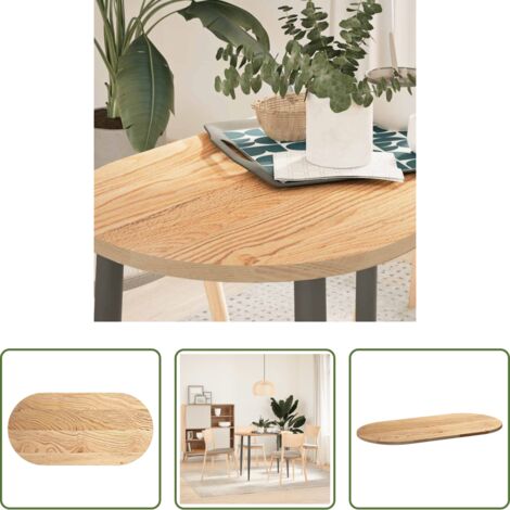vidaXL Mesa ovalada -  Tablero de mesa ovalado madera maciza de roble 100x50x2 cm