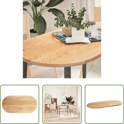 vidaXL Mesa ovalada -  Tablero de mesa ovalado madera maciza de roble 120x60x2 cm