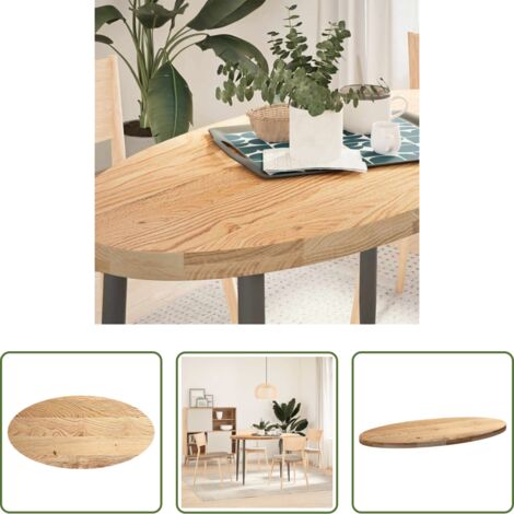 vidaXL Mesa ovalada -  Tablero de mesa ovalado madera maciza de roble 120x60x4 cm