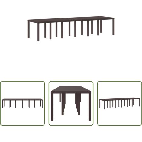 vidaXL Mesa rectangular -  Mesa de Jardín Marrón 350 x 100 x 74 cm ratán sintético