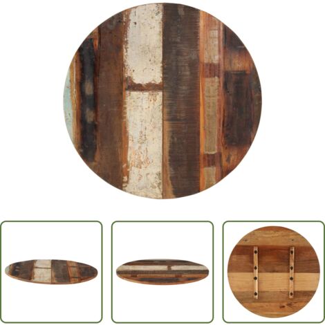 vidaXL Mesa redonda -  Tablero de mesa redonda madera reciclada maciza 70 cm 15-16 mm
