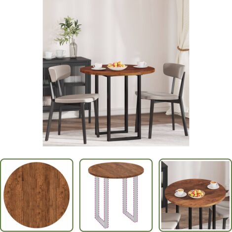 vidaXL Mesa reversible -  Encimera Marrón Claro Ø 80 x 2,5 cm Madera de Roble Sólido