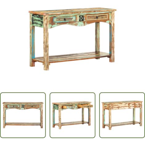 vidaXL Mesa vintage -  Mesa consola madera maciza reciclada 120x40x75 cm