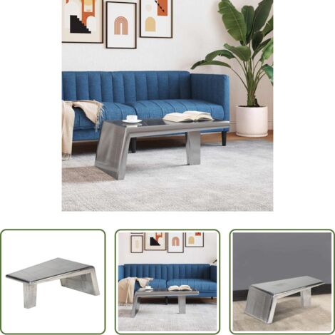 vidaXL Mesa vintage -  Mesa de centro estilo aviador vintage de aluminio