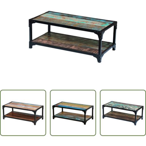 vidaXL Mesa vintage -  Mesa de centro madera maciza reciclada