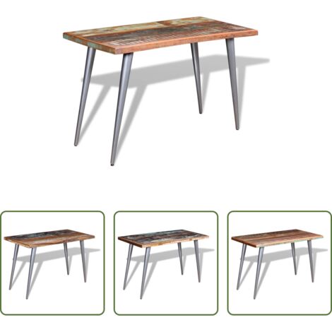 vidaXL Mesa vintage -  Mesa de comedor de madera maciza reciclada 120x60x76 cm