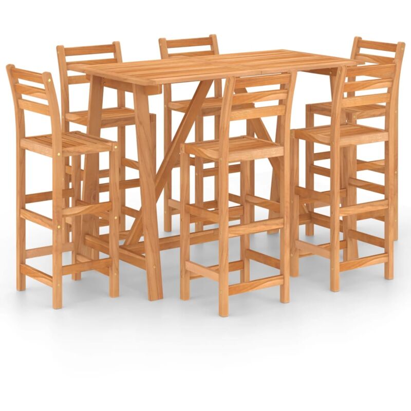 

Mesa y sillas de bar para jardín 7 pzas madera maciza de acacia - Marrón - Vidaxl