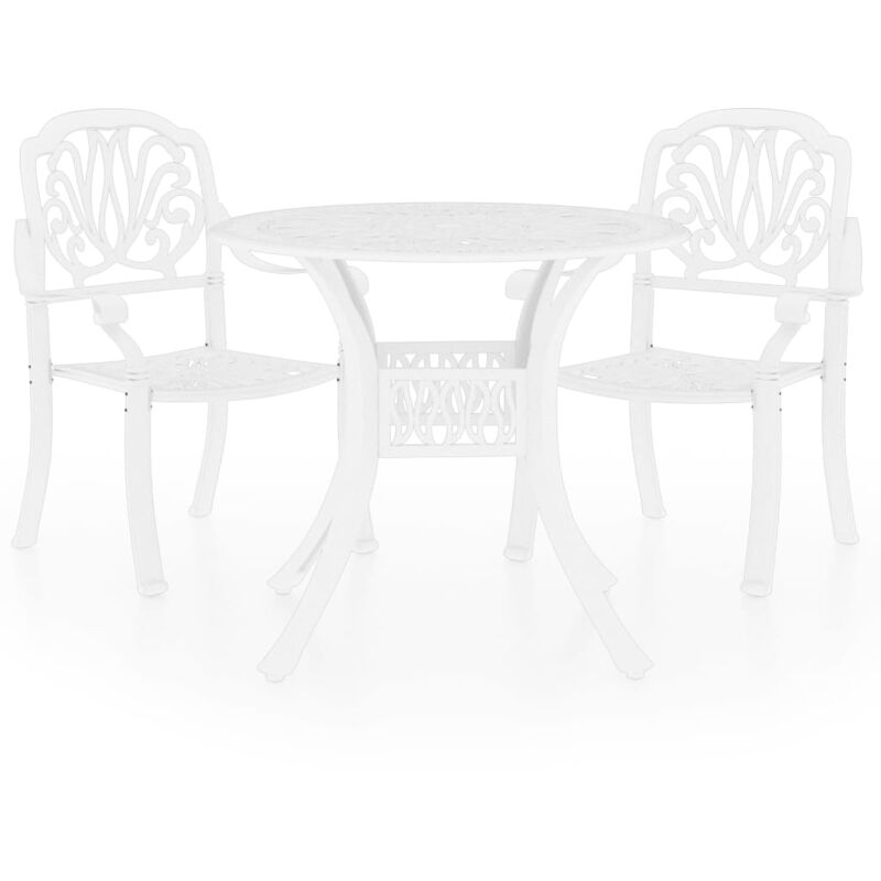 

vidaXL Mesa y sillas de bistró 3 piezas aluminio fundido blanco - Blanco