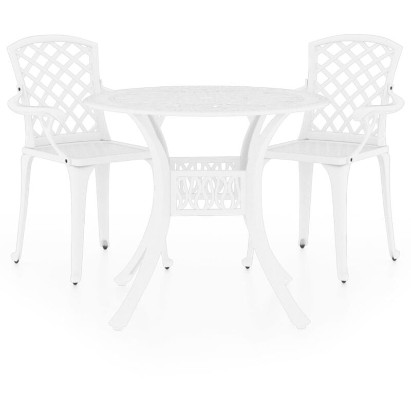 

vidaXL Mesa y sillas de bistró 3 piezas aluminio fundido blanco - Blanco