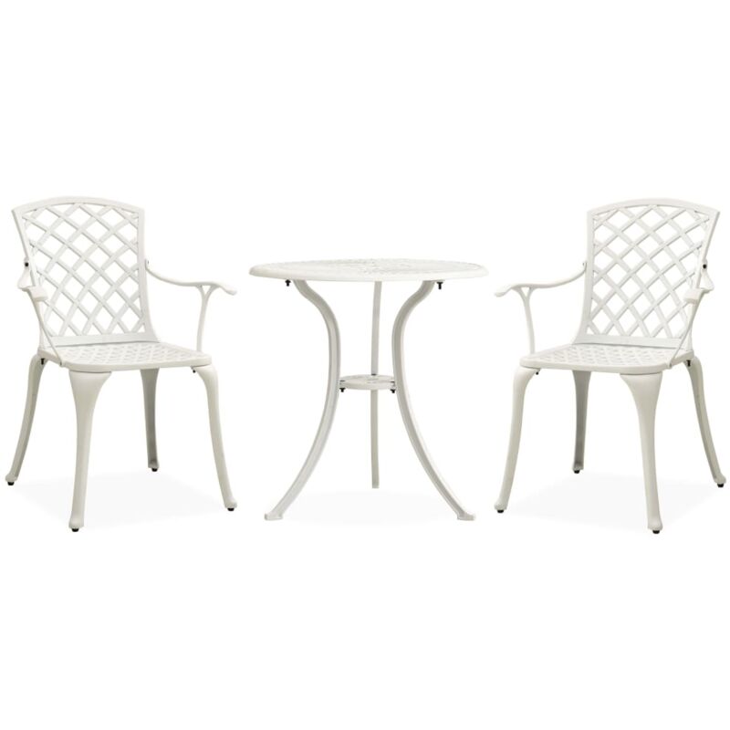 

vidaXL Mesa y sillas de bistró 3 piezas aluminio fundido blanco - Blanco