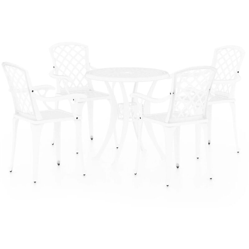

vidaXL Mesa y sillas de bistró 5 piezas aluminio fundido blanco - Blanco