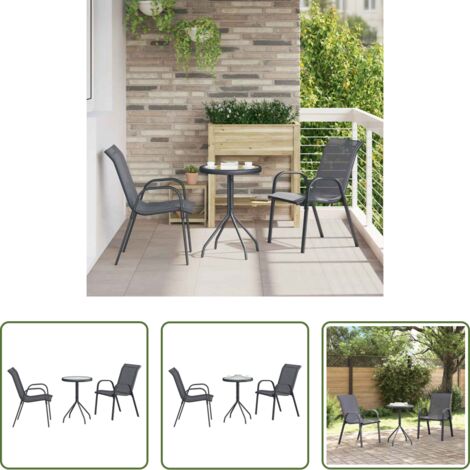 vidaXL Mesa y sillas -  Juego Bistro de Jardín 3 pcs Gris Acero
