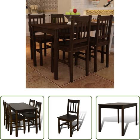 vidaXL Mesa y sillas -  Mesa de comedor y 4 sillas madera marrón