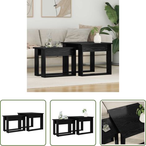 vidaXL Mesas anidadas -  Juego de Mesas de Centro 2 pcs Roble Negro Madera de ingeniería