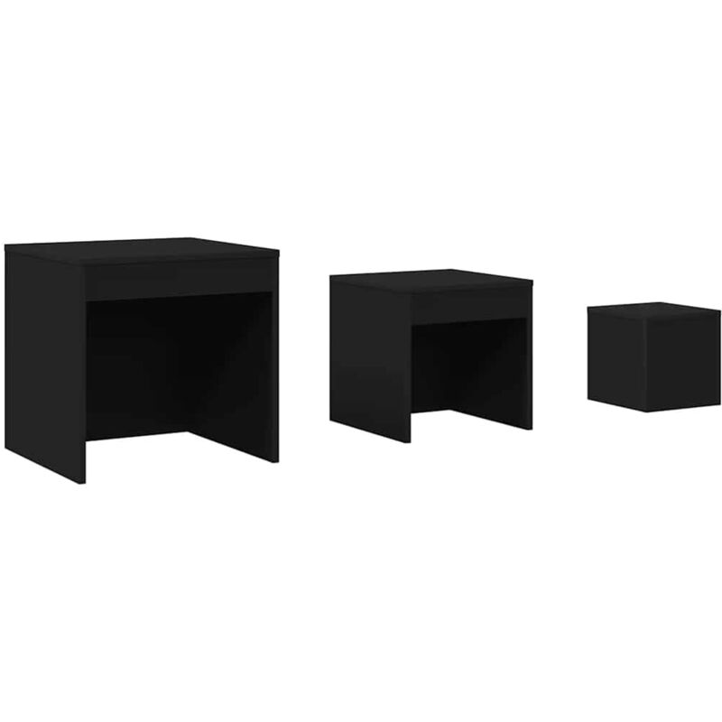 

vidaXL Mesas apilables 3 piezas aglomerado negro - Negro