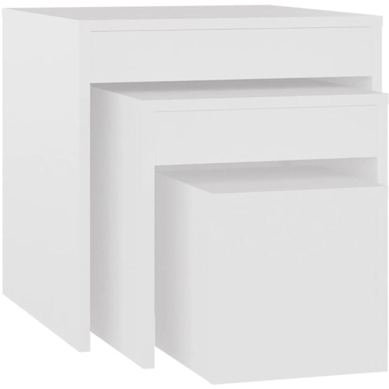 

vidaXL Mesas apilables 3 piezas aglomerado blanco - Blanco