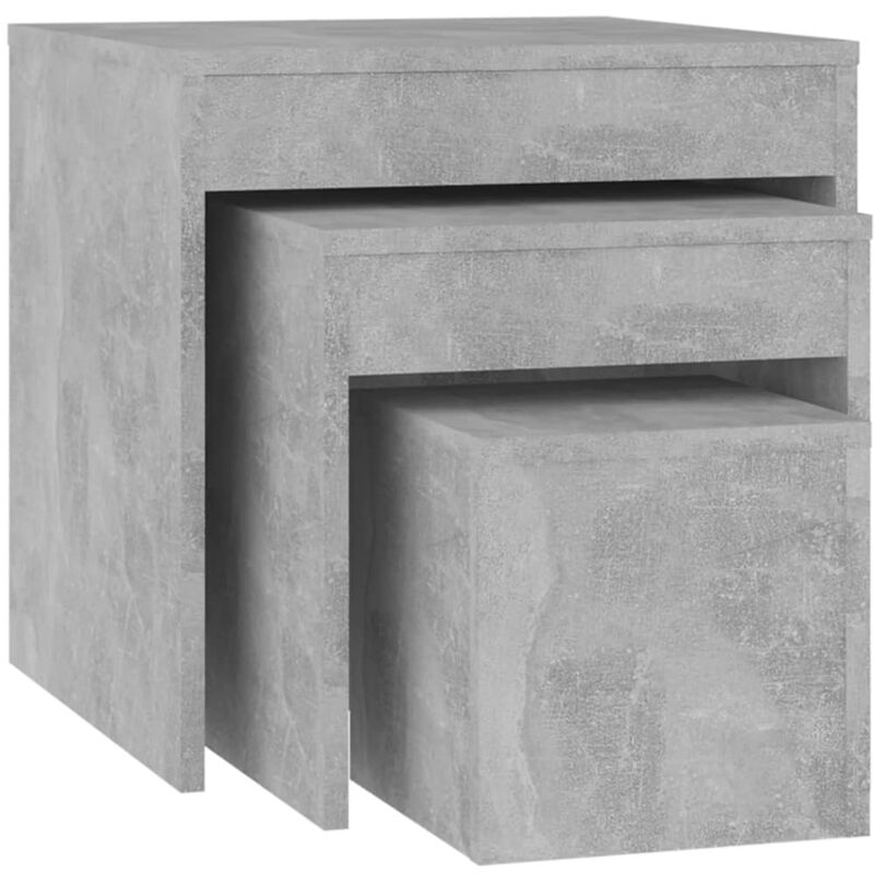 

vidaXL Mesas apilables 3 piezas aglomerado gris hormigón - Gris