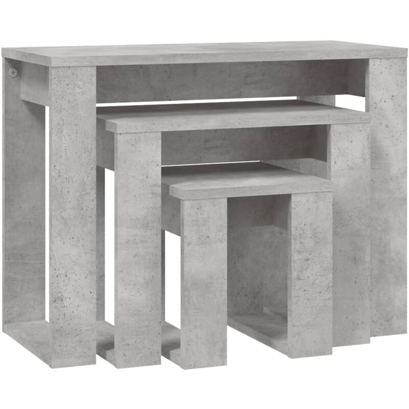 

vidaXL Mesas apilables 3 piezas aglomerado gris hormigón - Gris