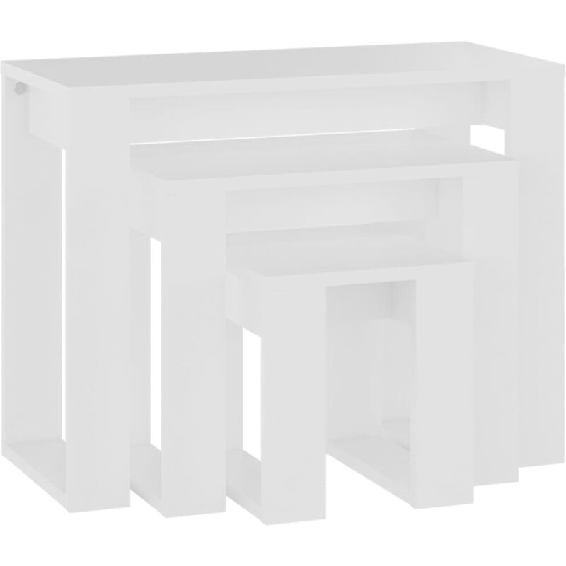 

vidaXL Mesas apilables 3 piezas aglomerado blanco - Blanco