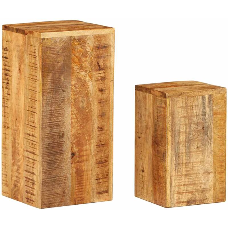 

vidaXL Mesitas auxiliares 2 uds madera maciza de mango - Marrón
