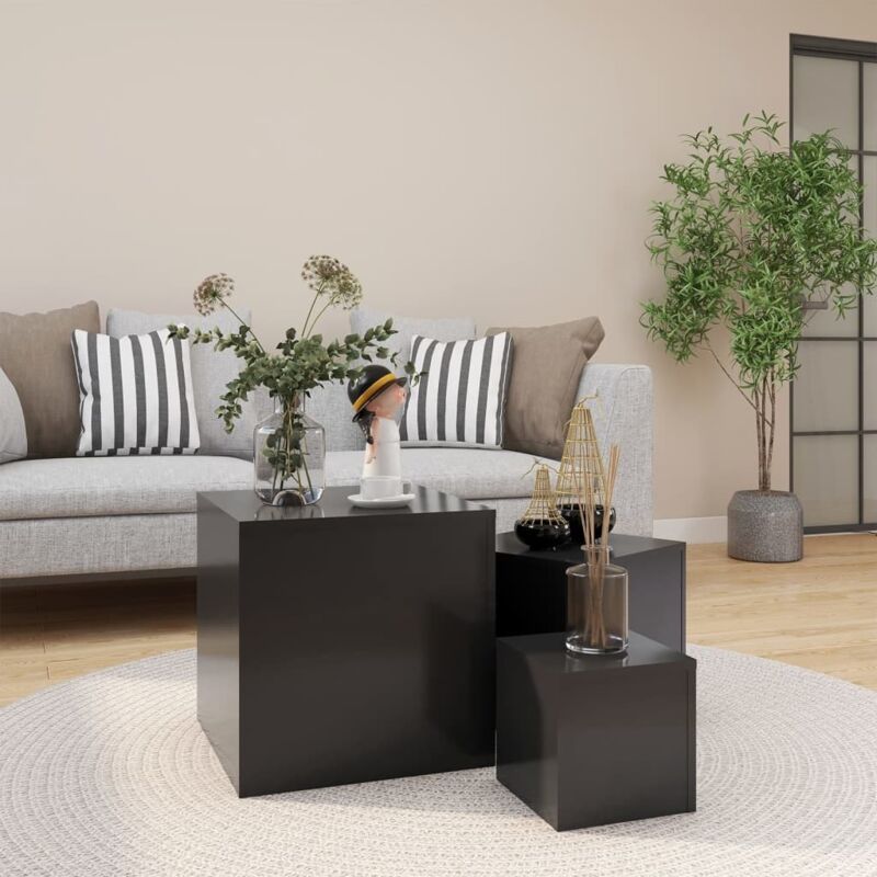 

vidaXL Mesas auxiliares 3 piezas aglomerado gris - Gris