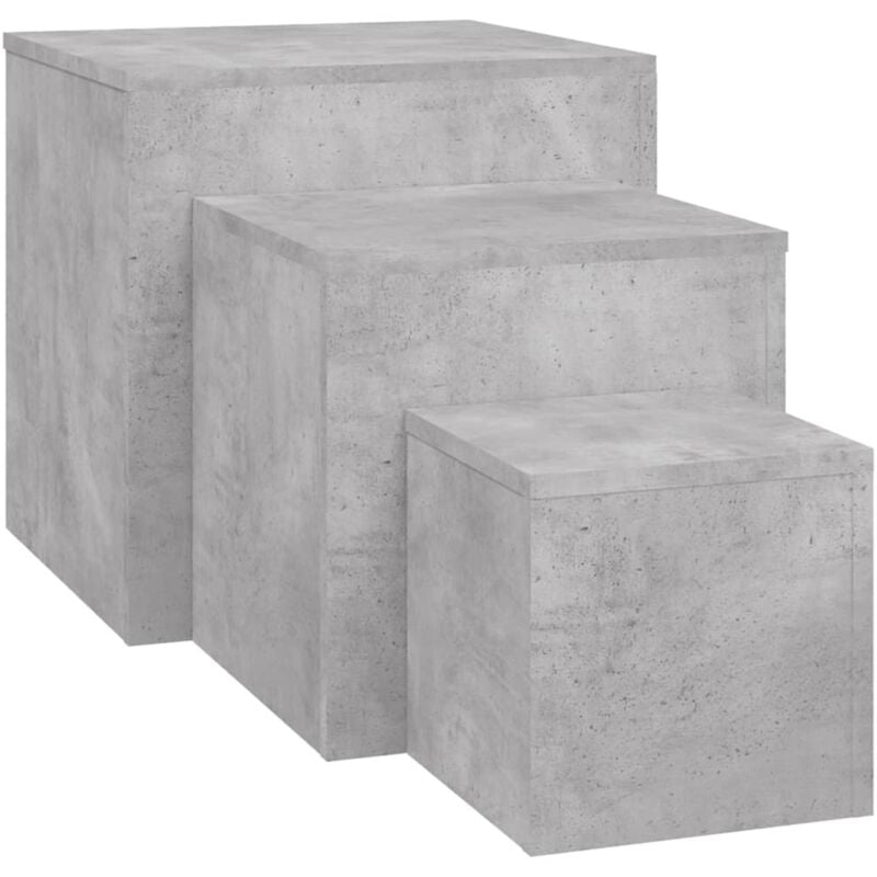 

vidaXL Mesas auxiliares 3 piezas aglomerado gris hormigón - Gris
