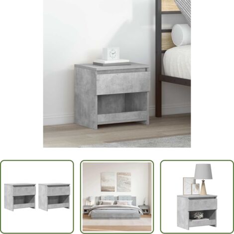 vidaXL Mesas auxiliares -  Mesitas de noche 2 uds contrachapada gris hormigón 40x30x39 cm