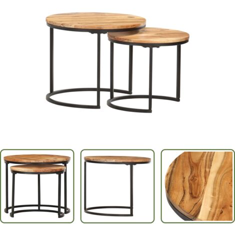 vidaXL Mesas de acacia -  Mesas apilables 2 unidades madera maciza de acacia