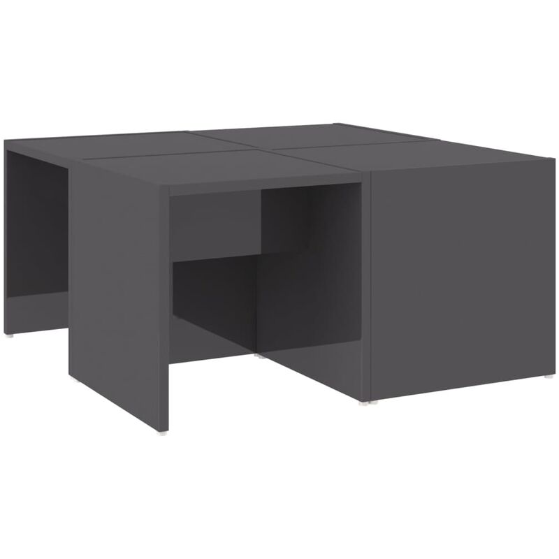 

vidaXL Mesas de centro 4 pzas aglomerado 33x33x33 cm gris brillante - Gris