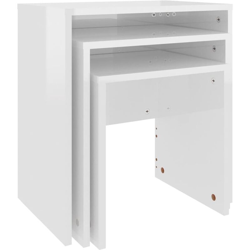 

vidaXL Mesas de centro apilables 3 piezas aglomerado blanco con brillo - Blanco