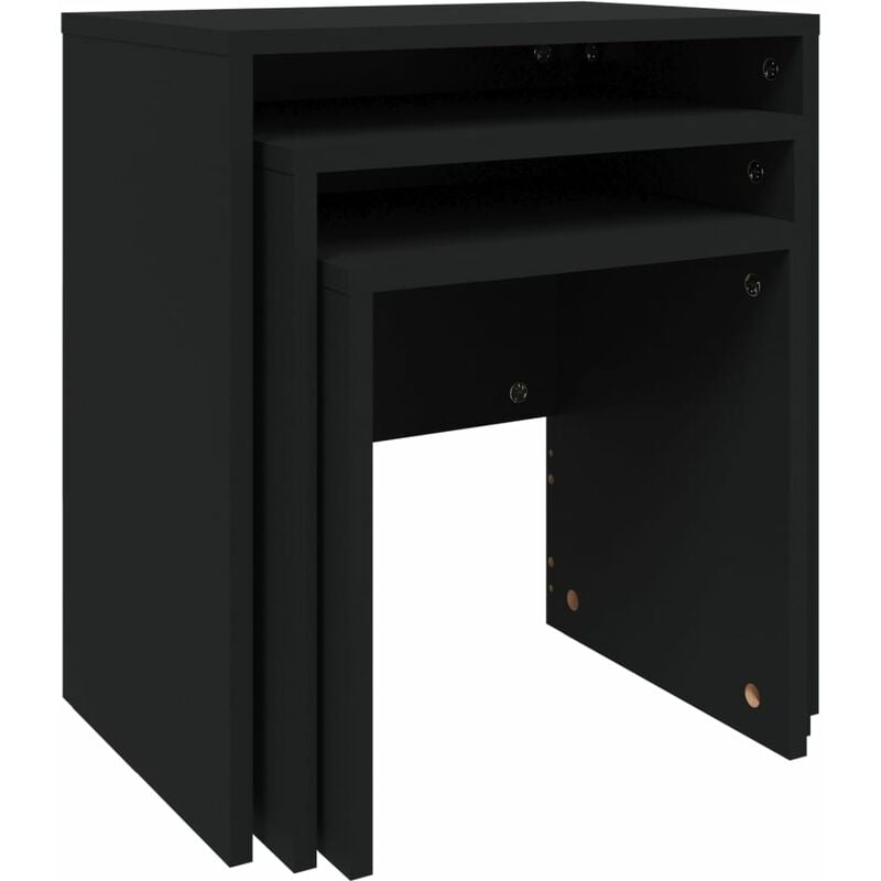 

vidaXL Mesas de centro apilables 3 piezas aglomerado negro - Negro