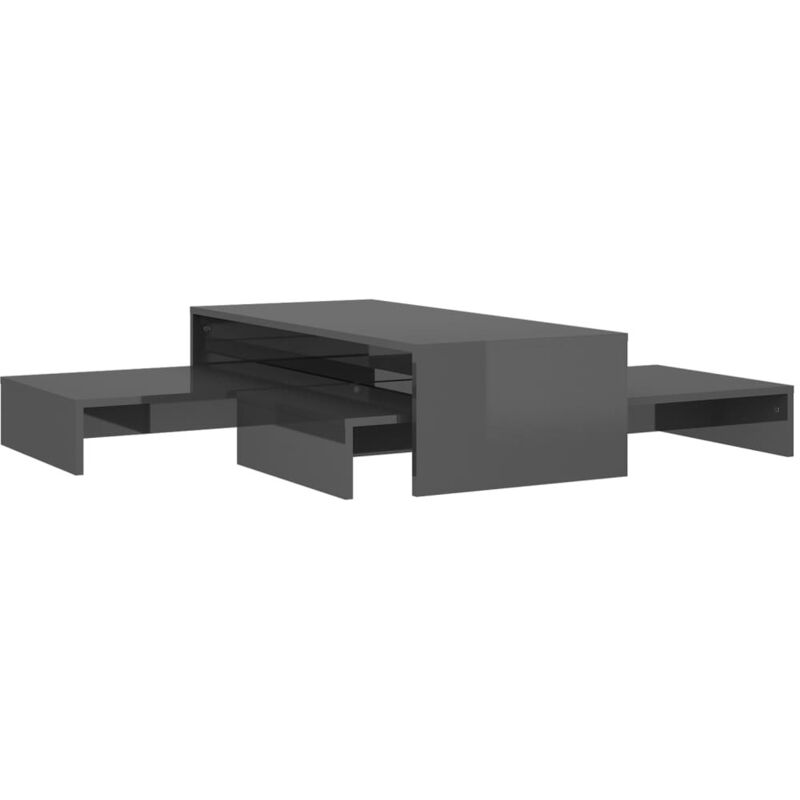 

vidaXL Mesas de centro apilables 100x100x26,5 cm gris con brillo - Gris
