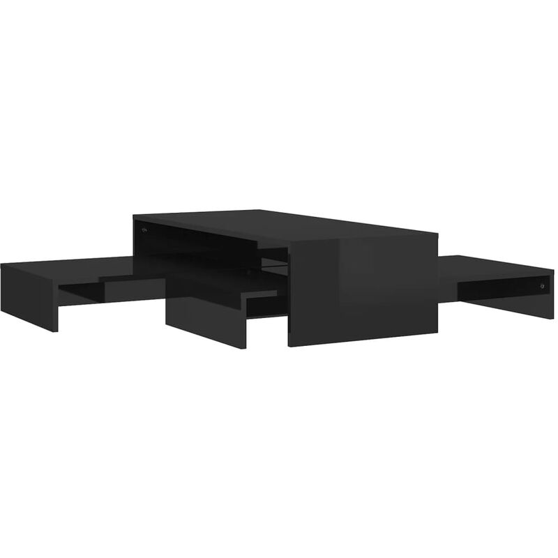 

vidaXL Mesas de centro apilables 100x100x26,5 cm negro con brillo - Negro
