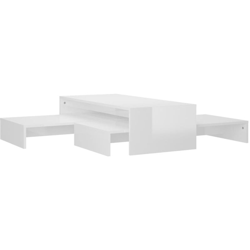 

vidaXL Mesas de centro apilables 100x100x26,5 cm blanco con brillo - Blanco