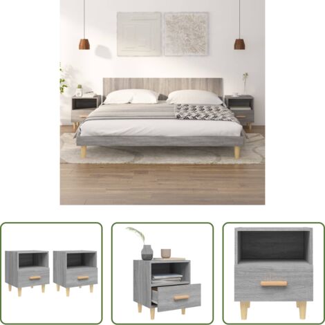 vidaXL Mesas de noche -  Mesitas de noche 2 unidades color gris Sonoma 40x35x47 cm
