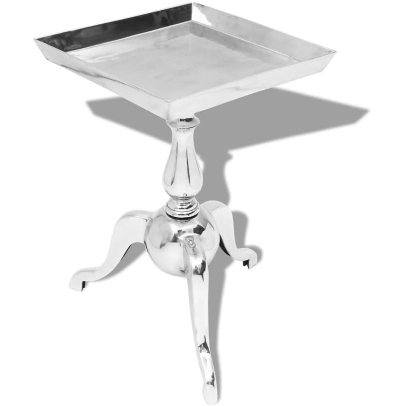 

vidaXL Mesita auxiliar cuadrada aluminio plateada - Plateado