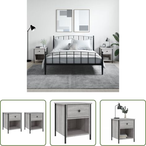 vidaXL Mesita auxiliar -  Mesita de noche 2 uds madera ingeniería gris Sonoma 40x42x50 cm