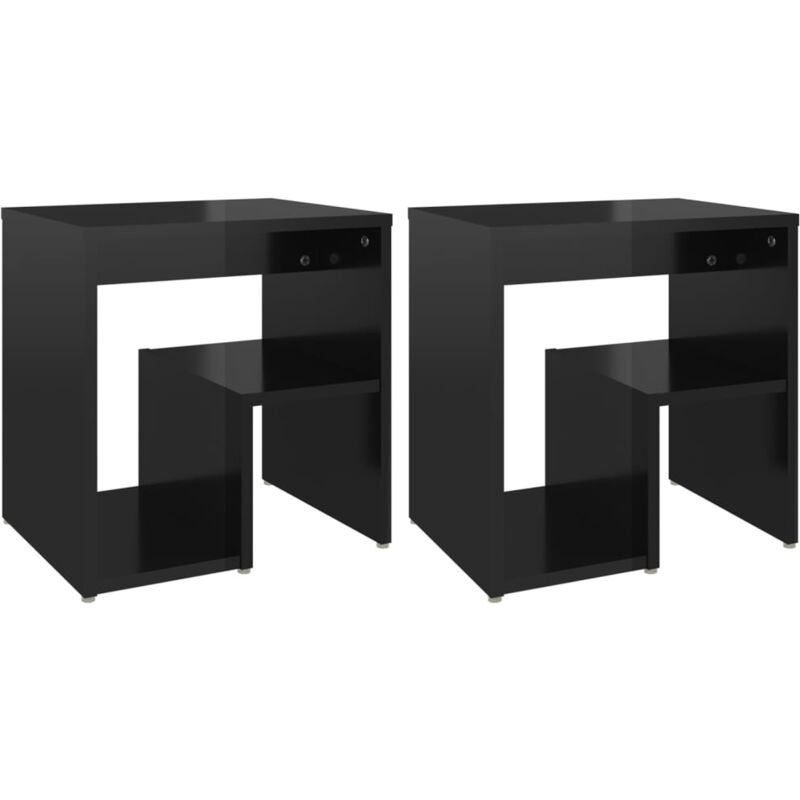 

vidaXL Mesitas de noche aglomerado 40x30x40 cm 2 uds negro brillante - Negro